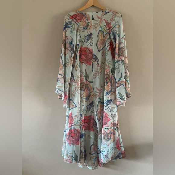 Sukiso Women’s Nomade Kimono In Botanica Long Duster Vacation Pool Resort MEDIUM - Picture 3 of 14